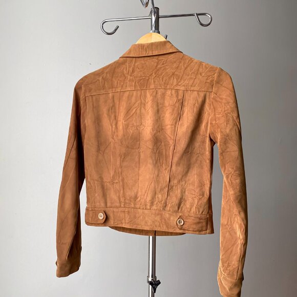 ❄️ 90sVintage Warm Fitted Lightweight Brown Faux-Suede Western Jacket - Picture 2 of 6